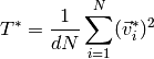 T^* = \frac{1}{d N} \sum_{i=1}^N (\vec{v}^*_i)^2