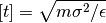 [t] = \sqrt{m\sigma^2/\epsilon}