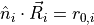 {\hat n_i} \cdot {{\vec R}_i} = r_{0,i}
